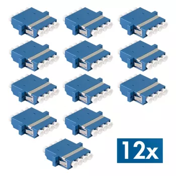 LogiLink adaptador de fibra óptica LC Quad, pack de 12, azul, montaje con brida, monomodo