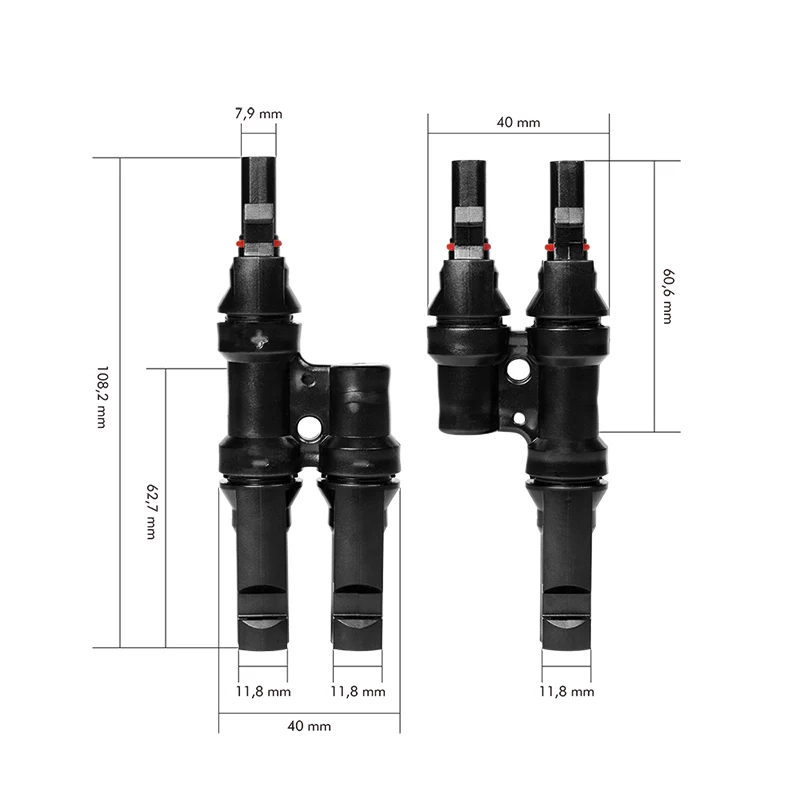 LogiLink set de conectores solares en Y, 2 uds., compatible con MC4, conector macho y conector hembra, PVC, negro