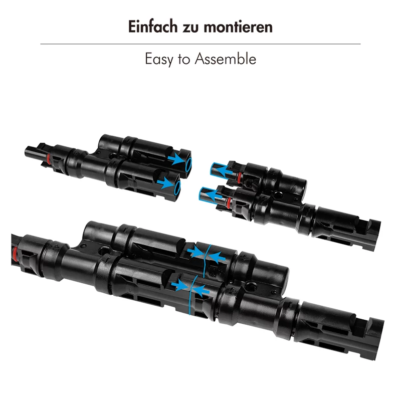 LogiLink set de conectores solares en Y, 2 uds., compatible con MC4, conector macho y conector hembra, PVC, negro