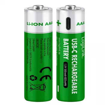 LogiLink LR03RCB2 pilas AAA Li-Ion recargables por USB-C, 1,5V, pack de 2