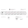 LogiLink regleta de enchufes con 6 tomas de seguridad, USB-A y USB-C PD 20W, interruptor basculante, 1,5 m, blanco