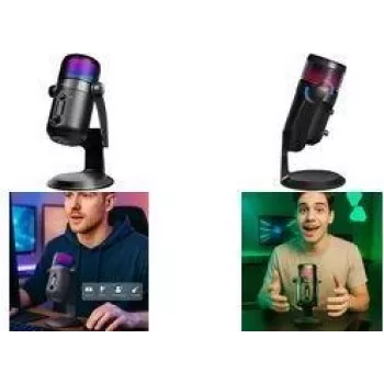 LogiLink HS0058 micrófono de condensador USB con luz RGB, 192kHz, negro