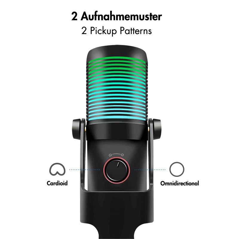 LogiLink micrófono de condensador USB con luz RGB, cardioide/patrón cardioide, 20 Hz - 20 kHz, negro (HS0059)