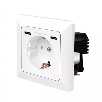 LogiLink Toma de pared con 1 toma Schuko y cargador USB-C de 2 puertos, 25W PD, blanco