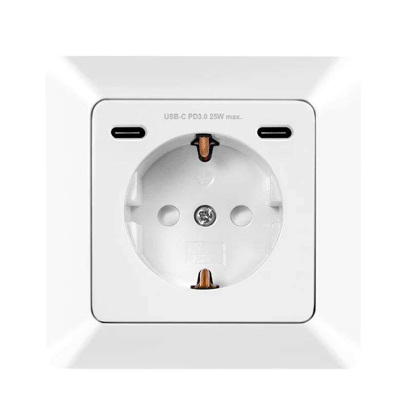 LogiLink Toma de pared con 1 toma Schuko y cargador USB-C de 2 puertos, 25W PD, blanco