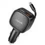 LogiLink cargador de coche USB, 3 puertos incl. cable USB-C retráctil, 60W, PD, QC, negro