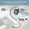 LogiLink cargador de coche USB, 3 puertos incl. cable USB-C retráctil, 60W, PD, QC, negro