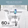 LogiLink cargador de coche USB, 3 puertos incl. cable USB-C retráctil, 60W, PD, QC, negro