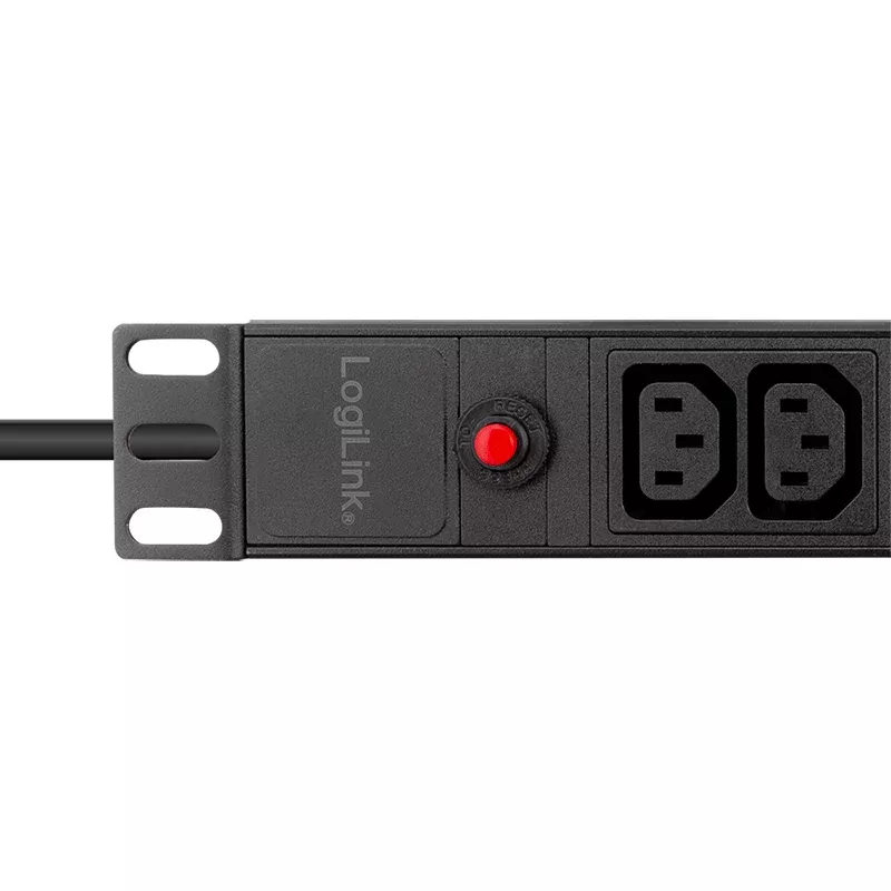 LogiLink 19 inch 1U rack PDU con 12 tomas IEC C13, 10A, con protección contra sobrecarga