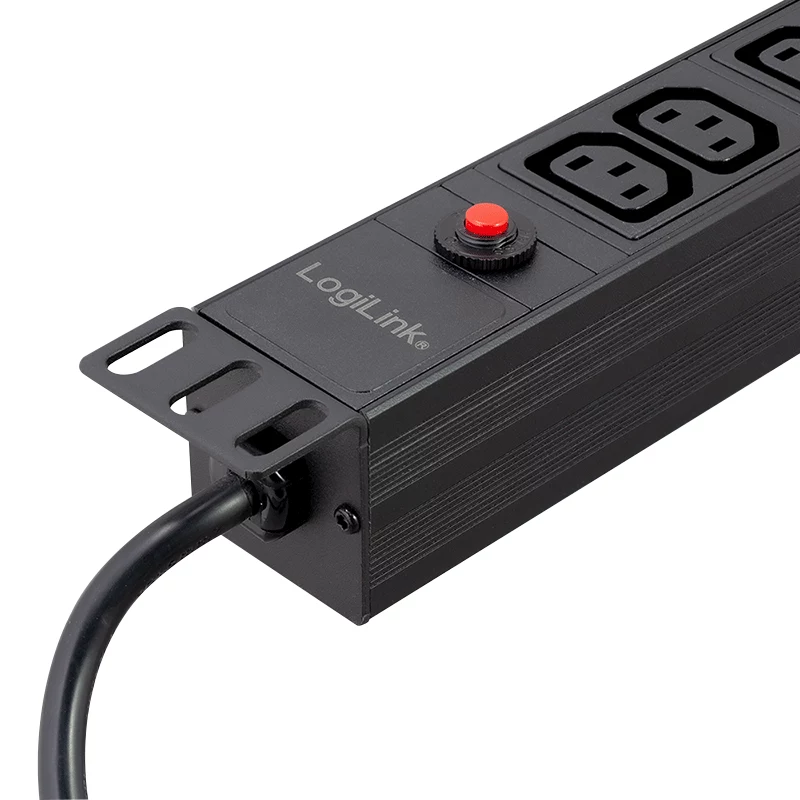 LogiLink 19 inch 1U rack PDU con 12 tomas IEC C13, 10A, con protección contra sobrecarga