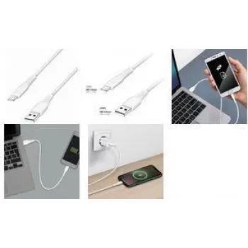 LogiLink CU0255 cable USB 2.0, USB-A a USB-C, 3 m, blanco, 480 Mbps, datos y carga