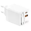 LogiLink cargador USB-A/C 65 W GaN 3 puertos blanco con cable USB-C