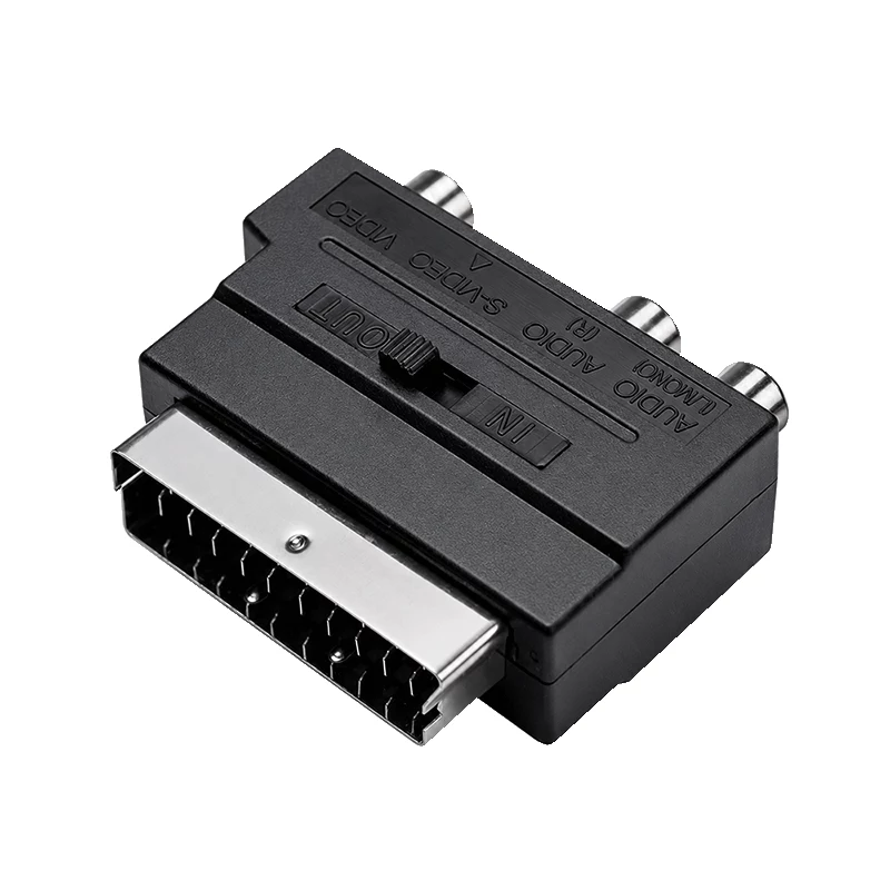 LogiLink adaptador SCART a RCA/S-Video con conmutador, negro