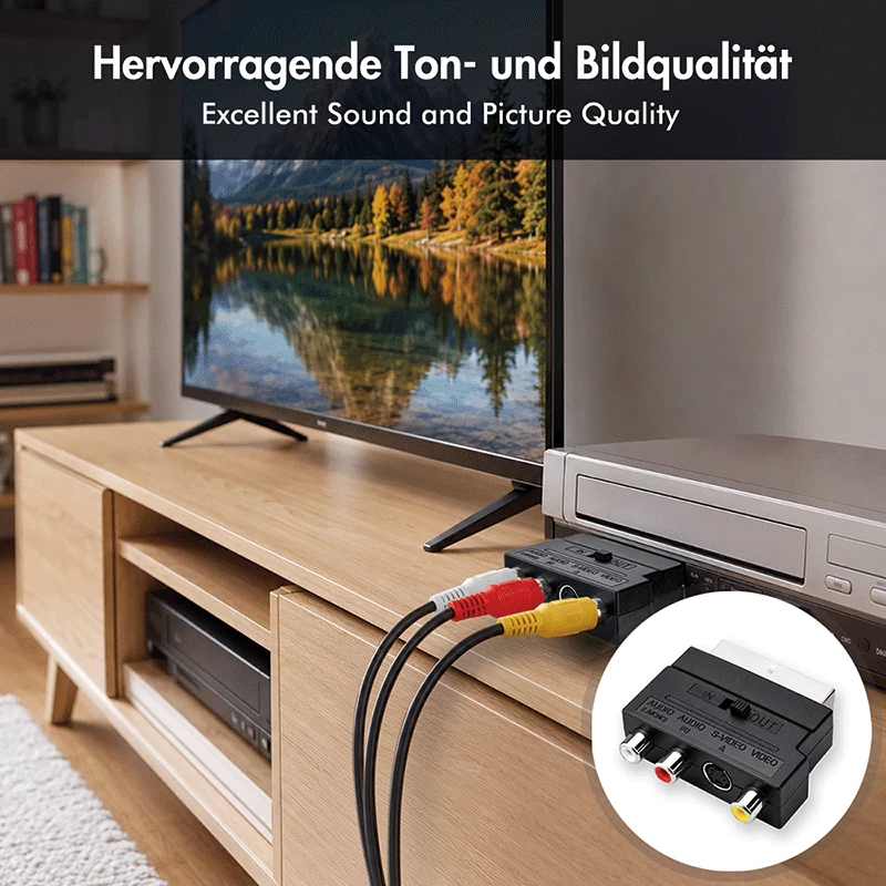 LogiLink adaptador SCART a RCA/S-Video con conmutador, negro
