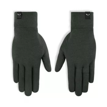 Salewa Cristallo Liner Guantes Dark Olive XXL - Guantes de lana merino para senderismo, trekking y alpinismo