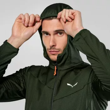 Salewa Puez Altavia PL HD Hombre Chaqueta de forro polar con capucha - Verde oscuro, Talla M