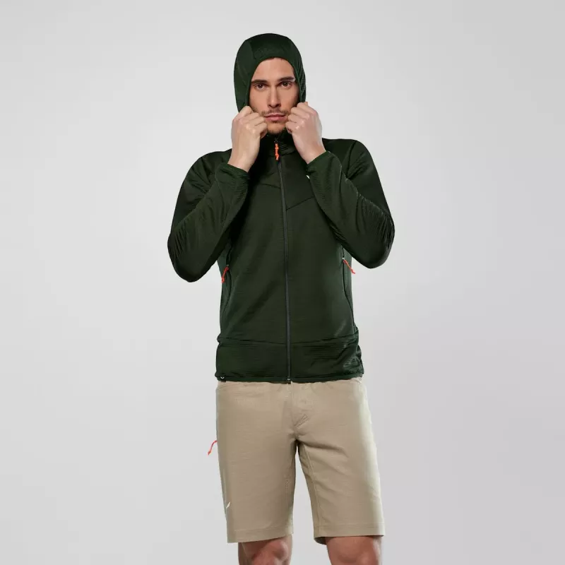Salewa Puez Altavia PL HD Hombre Chaqueta de forro polar con capucha - Verde oscuro, Talla M