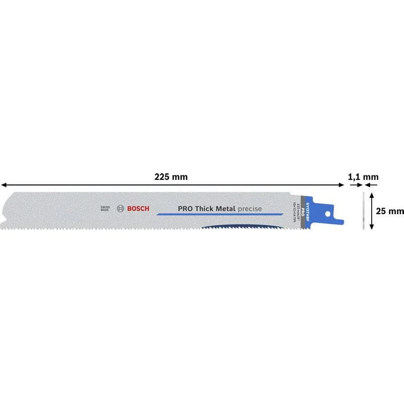 Bosch 2608658999 Expert Progressor for Metal S 1137 HBF hojas de sierra alternativa, 225 mm, 1,1 mm, pack de 25