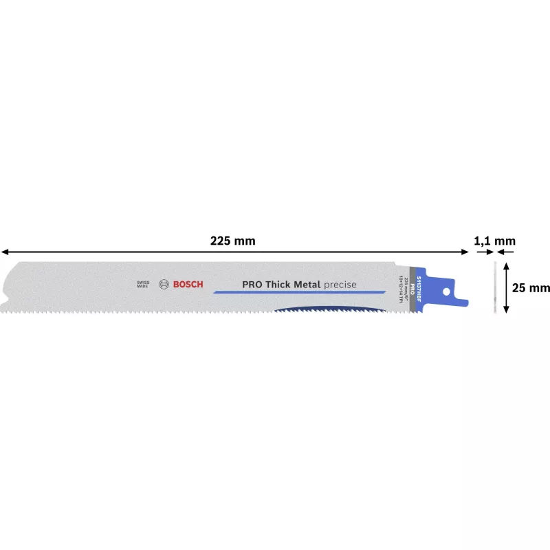 Bosch 2608658999 Expert Progressor for Metal S 1137 HBF hojas de sierra alternativa, 225 mm, 1,1 mm, pack de 25