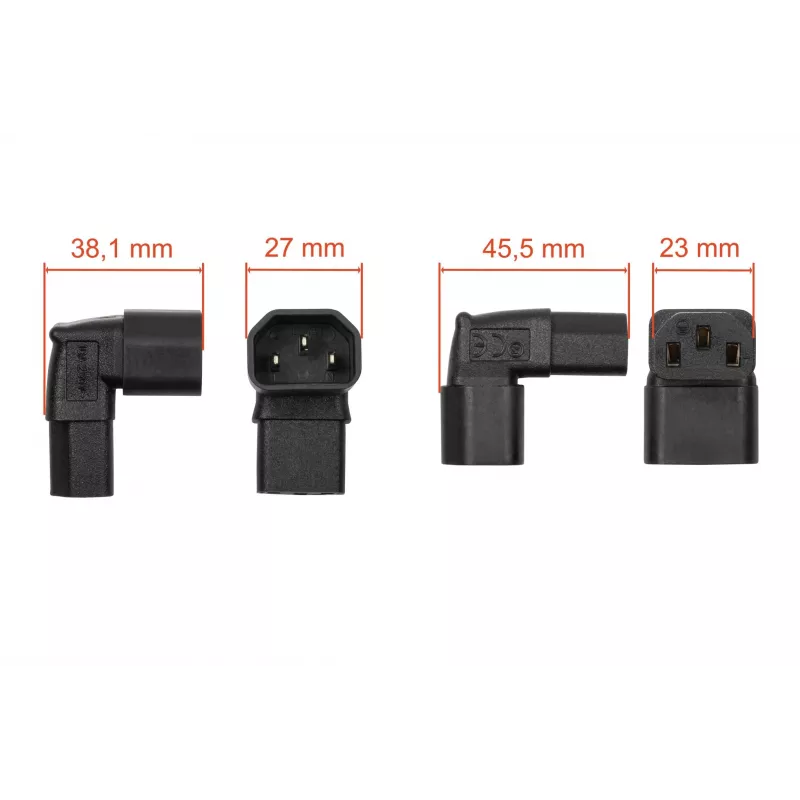 Kabelmeister adaptador de red en ángulo IEC C14 a C13, 10A 250V, negro
