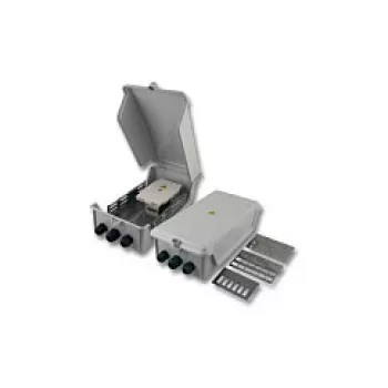 EFB IP54 Set de carcasa de empalme de fibra óptica con accesorios completos, 24 fibras, montaje en pared, gris claro RAL 7035