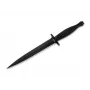HT INSTRUMENTS H&T Commando Cuchillo de daga 02HY002 - hoja fija de acero inoxidable 420, recubierta en negro, funda de cuero