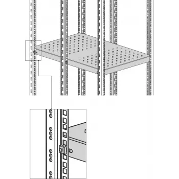 EFB Elektronik Baldosa fija de carga pesada 6U montaje lateral 200 kg gris claro RAL 7035