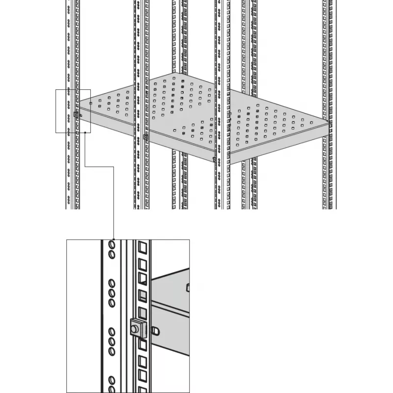 EFB Elektronik Baldosa fija de carga pesada 6U montaje lateral 200 kg gris claro RAL 7035