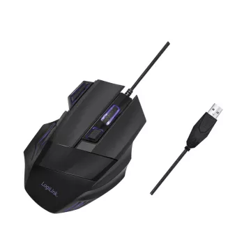 LogiLink Ratón óptico ergonómico 7 botones USB con cable vertical para diestros negro