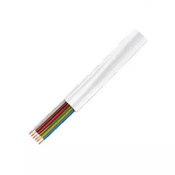 LogiLink CM06W Cable telefónico plano, 6 hilos CCA, 6x 0,12 mm, blanco, rollo de 100 m