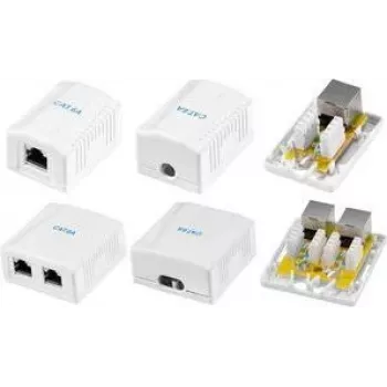 LogiLink NP0097 Caja de superficie Cat.6A, 2x RJ45, apantallada, blanca