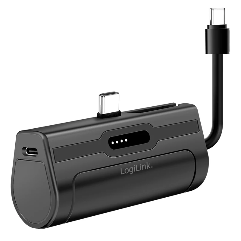 LogiLink Batería externa móvil, LiPo, 4500 mAh, conector USB-C integrado, negra