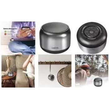 LogiLink SP0063H Altavoz portátil Bluetooth 5.1 TWS, gris oscuro/negro, función manos libres, alcance de 10 m