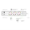 LogiLink LPS287U Regleta de enchufes con 3 tomas de seguridad, USB-A y USB-C PD 20W, interruptor basculante, cable de 1,5m, blanca