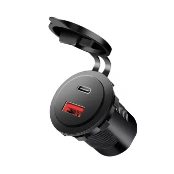 LogiLink PA0330 Cargador USB de coche empotrable, USB-A + USB-C, 60 W, Power Delivery, negro