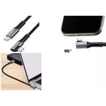 LogiLink USB 3.2 Gen 2 Cable acodado de USB-C a USB-C, 10 Gbps, 100W, 4K, 2 m, negro/gris