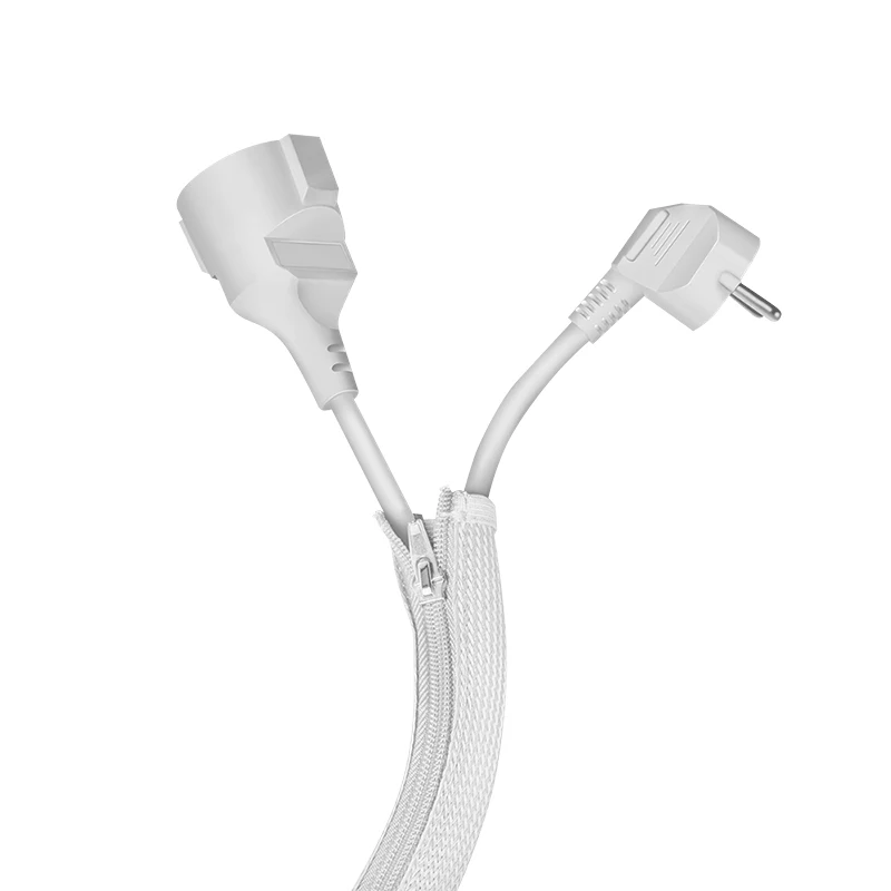 LogiLink Funda de Gestión de Cables con Cremallera, Poliéster, Blanco, 2m, 30mm de Diámetro Exterior