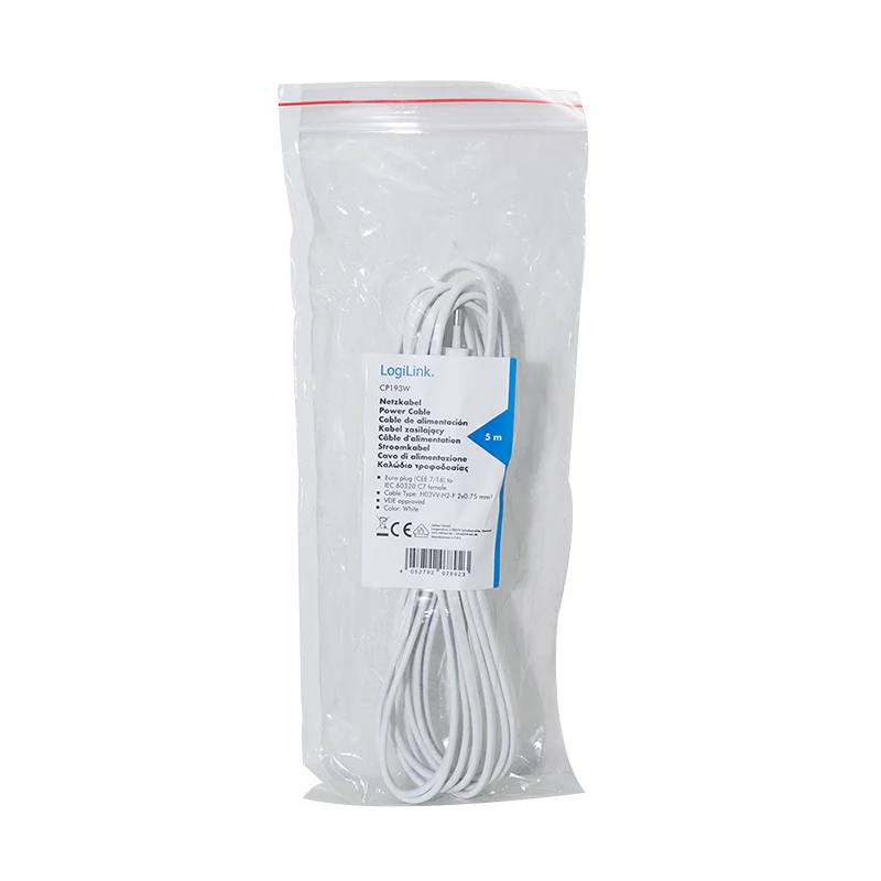 LogiLink CP193W cable de alimentación CEE 7/16 a IEC C7 blanco 5 m