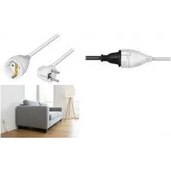 LogiLink LPS106 cable alargador, conector macho acodado CEE 7/7 a conector hembra CEE 7/3, blanco, 5 m