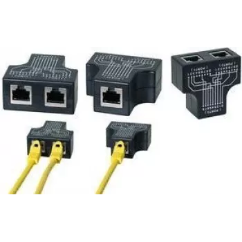 LogiLink duplicador de puerto RJ45, adaptador en T, 1x conector hembra RJ45 a 2x conector hembra RJ45, 10/100 BaseT, negro (MP0137)