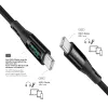 LogiLink cable USB 2.0 Type-C con indicador de potencia, C/M a C/M, 480 Mbps, 240W PD 3.1, nailon trenzado, negro, 1 m