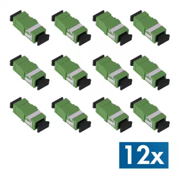 LogiLink FA01SC8 adaptador de fibra óptica SC Simplex APC, sin brida, verde, pack de 12