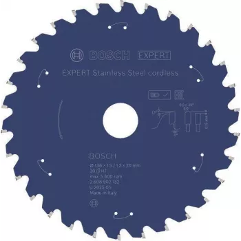 Bosch EXPERT para acero inoxidable Hoja de sierra circular 136 x 20 mm, 30T (2608902132)