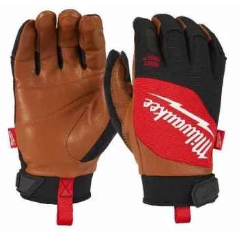 Milwaukee Guantes de trabajo híbridos de piel talla M/8 con compatibilidad con pantalla táctil SMARTSWIPE