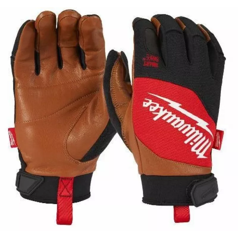 Milwaukee Guantes de trabajo híbridos de piel talla M/8 con compatibilidad con pantalla táctil SMARTSWIPE