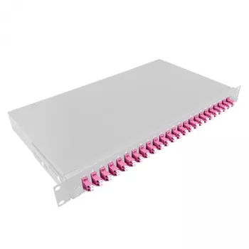 LogiLink F24LC4G Panel de parcheo de fibra óptica LC Duplex de 24 puertos, 1U montaje en rack 19 pulgadas, acero gris