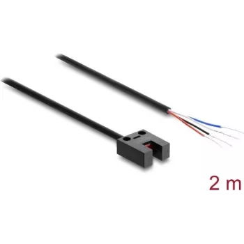 Fotocélula de horquilla Delock 5 mm Type-A con 4 extremos de cable abiertos NPN L/D conmutable 2 m