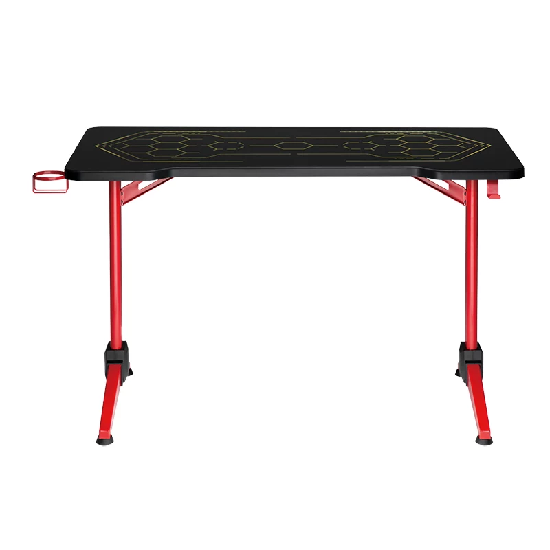 Escritorio gaming LogiLink, 120x60 cm, tablero de cristal templado con iluminación RGB, marco rojo