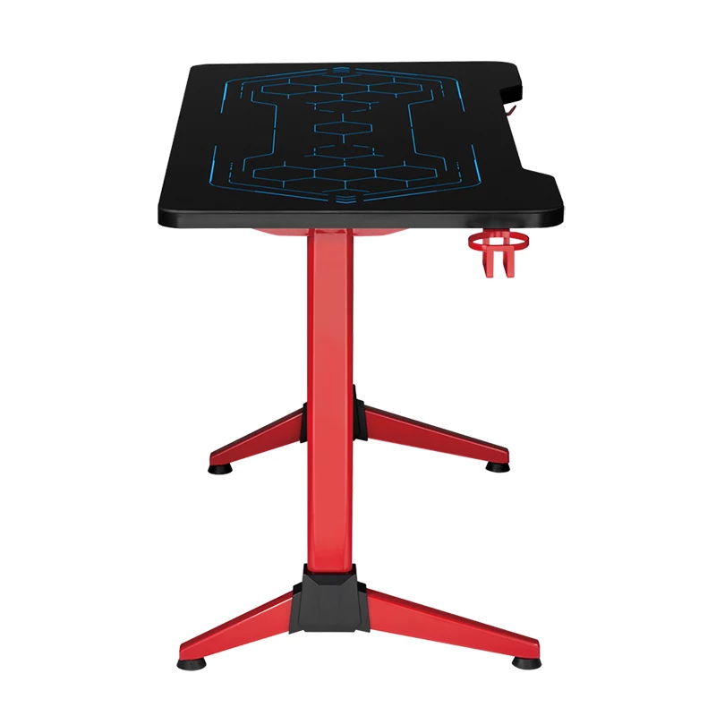 Escritorio gaming LogiLink, 120x60 cm, tablero de cristal templado con iluminación RGB, marco rojo