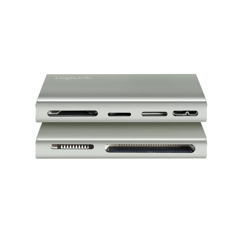 Lector de tarjetas LogiLink USB 3.2 Gen1 5 en 1, carcasa de metal, Plata